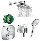 Душевая система скрытого монтажа с термостатом Hansgrohe (цвет - хром) (1570800+27385000+01800180+26485000+26520000+28276000) фото 2 Aquada.com.ua