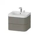 Тумба подвесная с раковиной c-shaped Duravit Happy D.2 Plus 57,5 х 49 см, каменно-серый шелковисто-матовый лак (HP4345E9292) фото 1 Aquada.com.ua