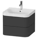 Тумба подвесная с раковиной c-shaped Duravit Happy D.2 Plus 57,5 х 49 см, графит суперматовый (HP4345O8080) фото 1 Aquada.com.ua