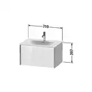 Тумба подвесная под раковину Duravit XViu 71 x 48 см, чёрный глянцевый (XV40330B140) фото 3 Aquada.com.ua
