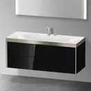 Тумба подвесная с раковиной c-bonded Duravit XViu 120 x 48 см, чёрный глянцевый (XV4617EB140P) фото 2 Aquada.com.ua