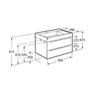 Комплект из раковины и тумбы Roca Inspira 800 х 498 х 674 мм (цвет отделки - 403 city oak / dark mirror) (A851076403) фото 2 Aquada.com.ua