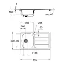 GROHE Мийка для кухні 860 x 500 мм з ексцентриком, 1 чаша (31552SD0) фото 2 Aquada.com.ua