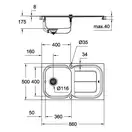 GROHE Мийка для кухні 860 x 500 мм з ексцентриком, 1 чаша, матова (31563SD0) (31563SD0) фото 2 Aquada.com.ua