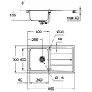GROHE Мийка для кухні 860 x 500 мм з ексцентриком, 1 чаша, матова (31571SD0)