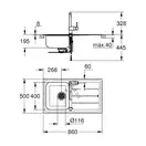 GROHE Комплект Мийка для кухні 860 x 500 мм з ексцентриком, 1 чаша + Minta Змішувач одноважільний для мийки (31573sd0) (31573SD0) фото 2 Aquada.com.ua
