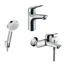 Набор смесителей для ванны 3-в-1 Hansgrohe Novus 100 (цвет - хром) (710342663) фото 1 Aquada.com.ua