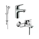 Набор смесителей для ванны 3-в-1 Hansgrohe Novus 100 (цвет - хром) (710342773) фото 1 Aquada.com.ua