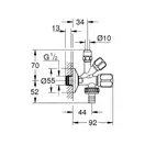 Grohe Запорний, кутовий вентиль 1/2" для стиральной или посудомоечной машин (22036000) фото 2 Aquada.com.ua