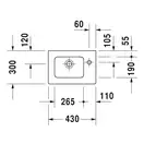 DURAVIT ME BY STARCK умывальник 43*30см, мебельный, с 1м отв. под смеситель, с переливом (0723430000) фото 2 Aquada.com.ua