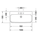 Раковина Duravit Happy D.2 100х50,5 см (с 3 отв. под смеситель) (2318100030) фото 2 Aquada.com.ua