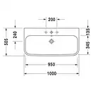 Раковина Duravit Happy D.2 100х50,5 см (без отв. под смеситель) (2318100060) фото 2 Aquada.com.ua