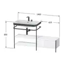 Раковина c-bonded с напольной металлической консолью Duravit Happy D.2 Plus 140 х 49 см (HP4752E2222) фото 2 Aquada.com.ua
