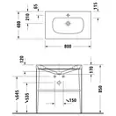 Металлическая консоль с раковиной c-bonded Duravit XViu 80 х 48 х h85 см, чёрный матовый/чёрный глянцевый (XV4715EB240) фото 6 Aquada.com.ua