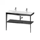 Металлическая консоль с раковиной c-bonded Duravit XViu 120 х 48 х h85 см, чёрный матовый/чёрный глянцевый (XV4718OB240) фото 1 Aquada.com.ua