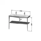 Металлическая консоль с раковиной c-bonded Duravit XViu 120 х 48 х h85 см, чёрный матовый/белый глянцевый (XV4718OB285) фото 3 Aquada.com.ua