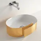 Раковина накладная на столешницу Flaminia Roll Bianco/Oro 56 х 42 х h17 см (RL56L/BIANCO/ORO) фото 1 Aquada.com.ua