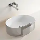 Раковина накладная на столешницу Flaminia Roll Bianco/Platinum 56 х 42 х h17 см (RL56L/BIANCO/PLATINUM) фото 1 Aquada.com.ua