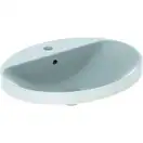 GEBERIT VARIFORM умывальник встраиваемый, овальной формы, 60*48см, с полкой для отверстия под смеситель, с переливом, глазурованный снизу (500.725.01.2) фото 1 Aquada.com.ua