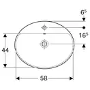 GEBERIT VARIFORM умывальник встраиваемый, овальной формы, 60*48см, с полкой для отверстия под смеситель, с переливом, глазурованный снизу (500.725.01.2) фото 2 Aquada.com.ua