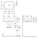 GEBERIT VARIFORM умывальник накладной, овальной формы 55*40см, без перелива (500.771.01.2) фото 2 Aquada.com.ua