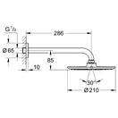 GROHE Верхній душ з душовим кронштейном 286 мм  Rainshower Cosmopolitan 210 (26052000) фото 3 Aquada.com.ua