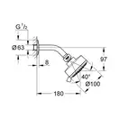 GROHE Верхний душ и душевой кронштейн, 3 режима струи New Tempesta Cosmopolitan 100  (26090001) фото 2 Aquada.com.ua