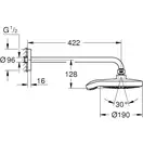 Верхній душ та душовий кронштейн 422 мм (білий) Grohe Power&Soul Cosmopolitan 190 (26172LS0)