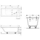 Ванна акриловая 70 х 170 см Geberit Soana Slim rim с ножками (554.002.01.1) фото 4 Aquada.com.ua