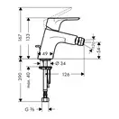Смеситель для биде, однорычажный Hansgrohe Focus E2 (цвет - хром), с донным клапаном push-open (31922000) фото 2 Aquada.com.ua