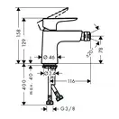 Змішувач для біде Hansgrohe Talis E з донним клапаном push/open, хром (71721000)
