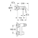 Grohe Eurocube Смеситель для душа, хром (23145000)