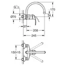GROHE Смеситель для кухни, однорычажный Eurosmart  (32482002)