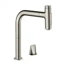 Змішувач для кухні Hansgrohe Metris Select 200 2jet з висувним виливом sBox, Steel Finis (73818800)