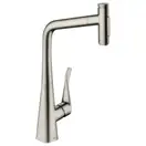 Смеситель для кухни Hansgrohe Metris Select 320 2jet (цвет - сталь), с вытяжным душем (73820800) фото 1 Aquada.com.ua