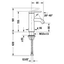 Смеситель для раковины Duravit C.1 (цвет - чёрный матовый), без донного клапана (C11010002046) фото 2 Aquada.com.ua