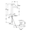 Смеситель для раковины высокий Duravit C.1 (цвет - хром), с донным клапаном, излив 136 мм (C11030001010) фото 3 Aquada.com.ua
