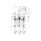 Смеситель для раковины на 3 отверстия Hansgrohe Metropol Classic (цвет - хром), с донным клапаном (31305000) фото 2 Aquada.com.ua