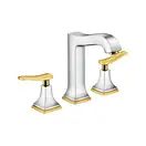 Смеситель для раковины на 3 отверстия Hansgrohe Metropol Classic (цвет - хром/золото), с донным клапаном (31331090) фото 1 Aquada.com.ua