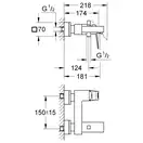 Grohe Eurocube Смеситель для ванны, хром (23140000)