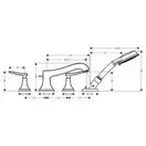 HANSGROHE Смеситель на край ванны, на 4 отверстия, с рычажными рукоятками, хром/золото Metropol Classic (31441090) фото 2 Aquada.com.ua