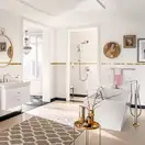 Смеситель для ванны однорычажный, напольный Hansgrohe Metropol Classic (цвет - хром/золото) (31445090) фото 2 Aquada.com.ua