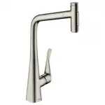 Смеситель для кухни Hansgrohe Metris Select 320 2jet (цвет - сталь), с вытяжным душем (73820800)