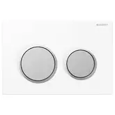 Смывная клавиша Geberit Omega 20, двойной смыв (пластик белый/матовый хром) (115.085.KL.1)