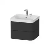 Тумба подвесная с раковиной c-shaped Duravit Happy D.2 Plus 57,5 х 49 см, графит суперматовый (HP4345E8080)