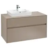Тумба под умывальник с LED подсветкой 100 см Villeroy & Boch Collaro (Truffle Grey) умывальник слева (C014L0VG)