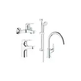 Grohe Набор смесителей BauFlow 4 в 1 для ванны и кухни (121640K)