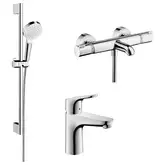 Набор смесителей для ванны с термостатом 3-в-1 Hansgrohe Focus/Crometta (цвет - хром) (131142020)