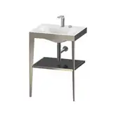 Металлическая консоль с раковиной c-bonded Duravit XViu 60 х 48 х h85 см, матовое шампанское/чёрный глянцевый (XV4714EB140)