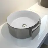 Раковина накладная на столешницу Flaminia Roll Bianco/Platinum Ø44 х h17 см (RL44L/BIANCO/PLATINUM)